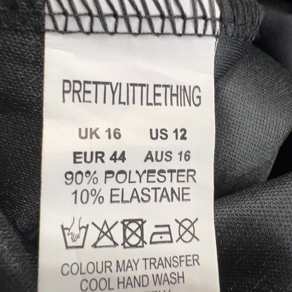 PrettyLittleThing Black Faux Leather Panelled Pants - Size 12  NWT - Picture 8 of 9